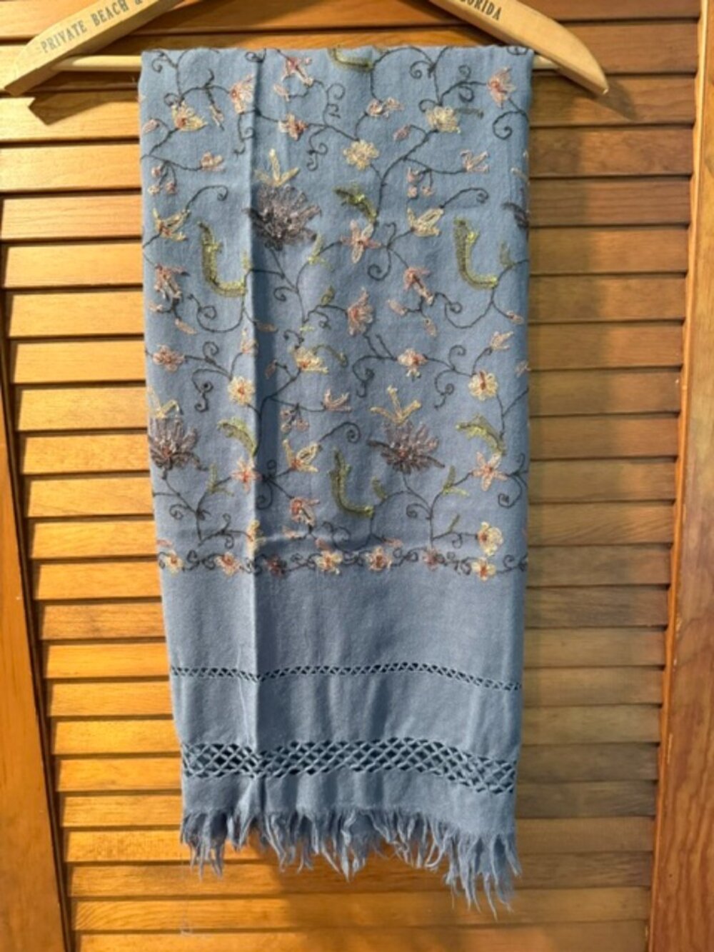 Embroidered wool wrap/scarf